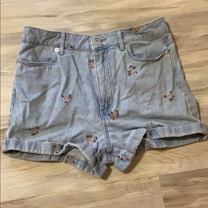 Forever 21 High Waisted Embroidered Jean Shorts